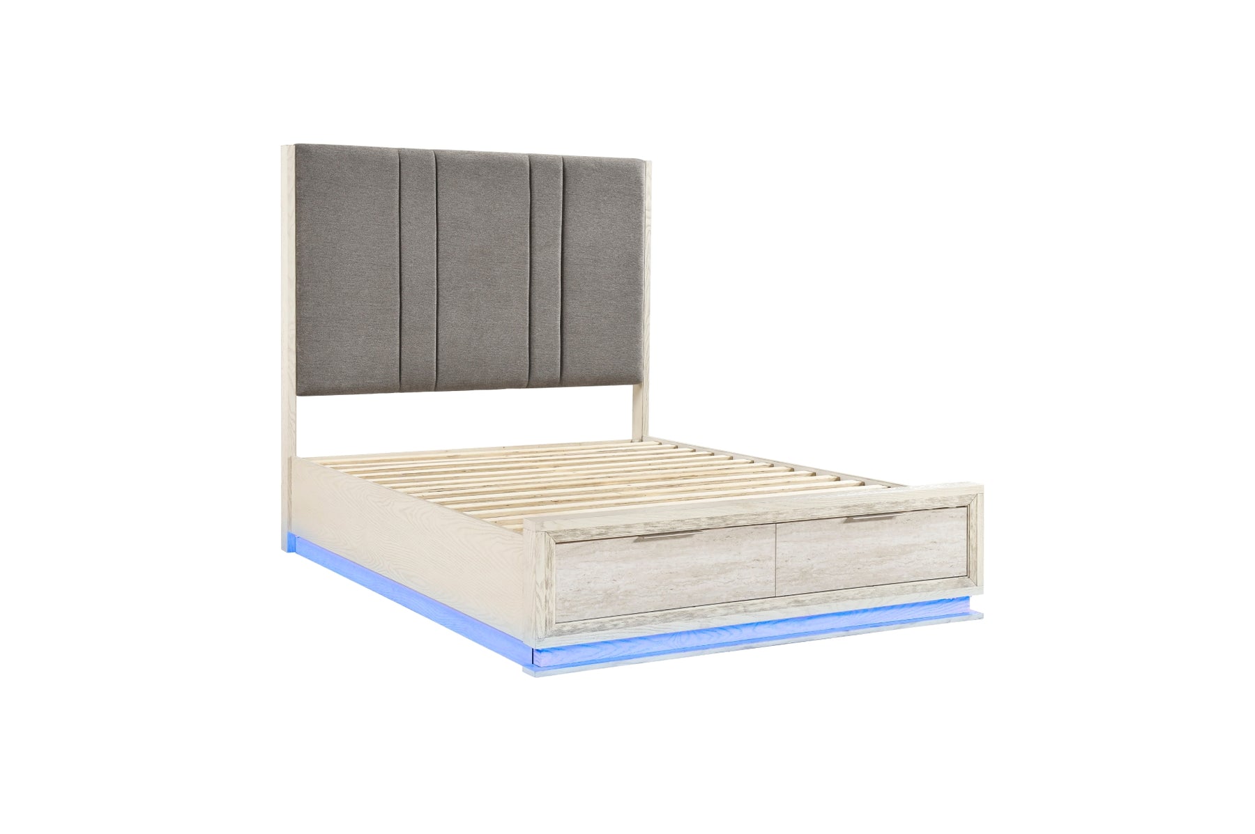 Bed with blue LED lighting on
