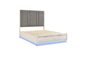 Bed with blue LED lighting on