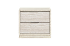 White and light gray nightstand, front view