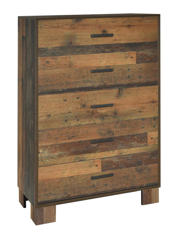 Sidney Panel 4 Piece Bedroom Set in Rustic Pine - Las Vegas Furniture Stores