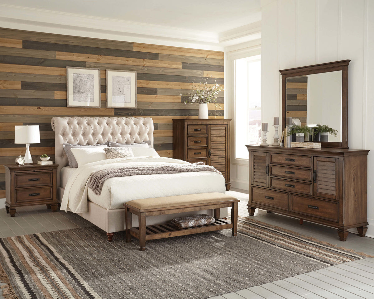 Devon Button Tufted Upholstered Bed Beige - Las Vegas Furniture Stores