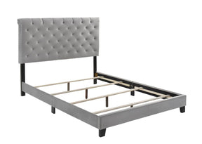 Warner Upholstered Bed in Grey Velvet Warner Upholstered Bed in Grey Velvet Half Price Furniture