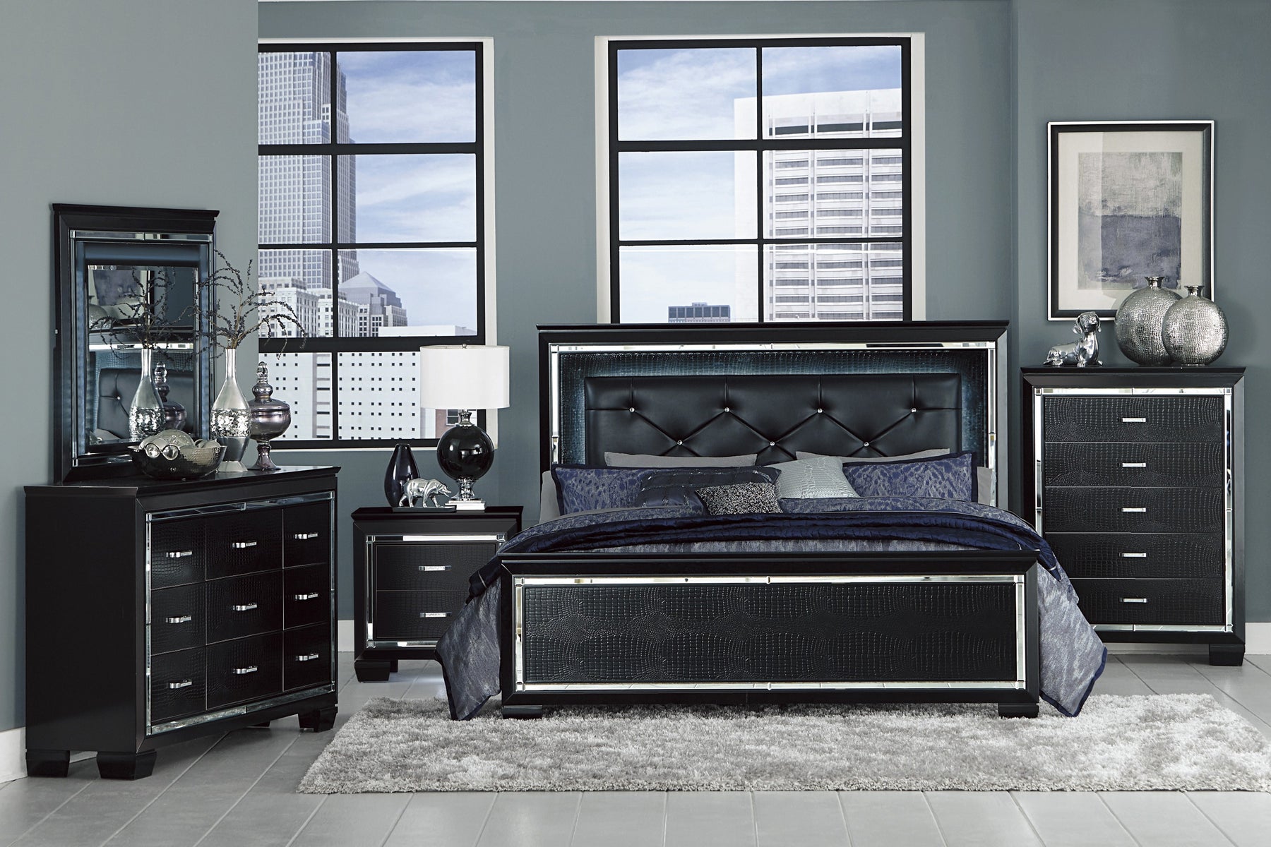 Glam modern queen king bedroom furniture Las Vegas NV 