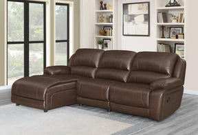 Mackenzie 3-piece Upholstered Tufted Motion Sectional Chestnut Half Price Furniture