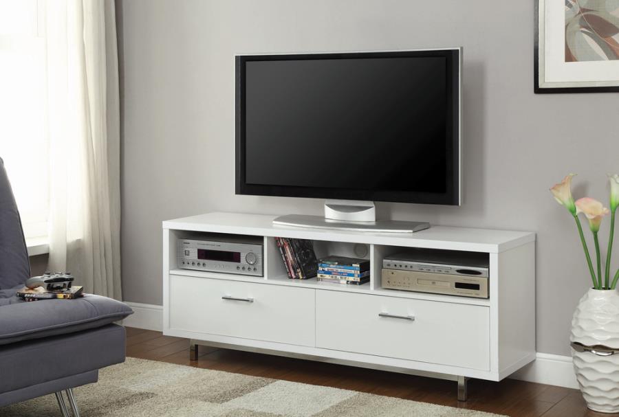 2-drawer Rectangular TV Console White
