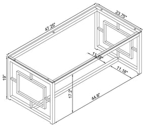 Rectangle Glass Top Coffee Table Nickel