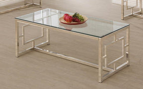 Rectangle Glass Top Coffee Table Nickel
