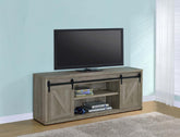71-inch 3-shelf Sliding Doors TV Console Grey Driftwood