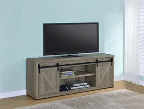 71-inch 3-shelf Sliding Doors TV Console Grey Driftwood