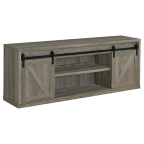 71-inch 3-shelf Sliding Doors TV Console Grey Driftwood
