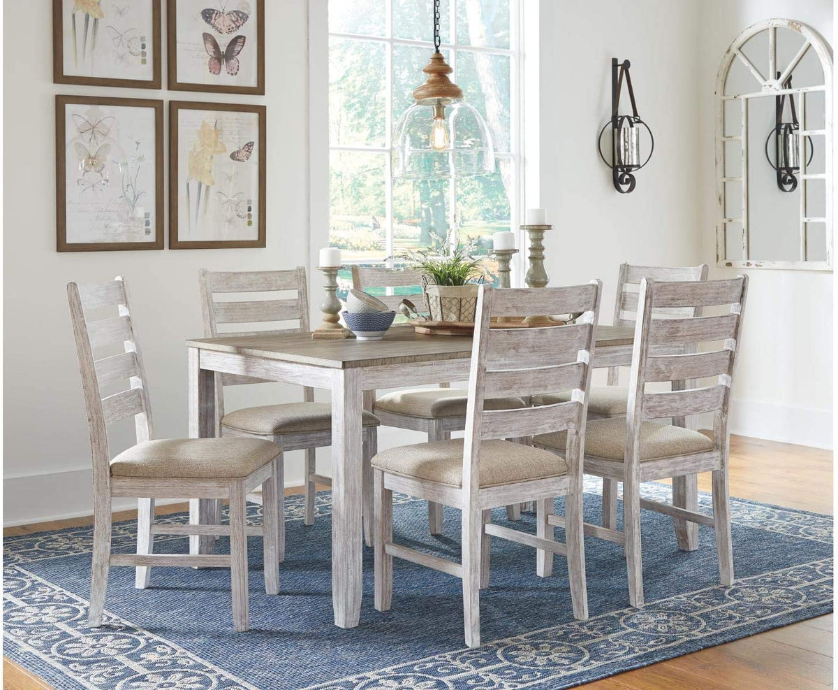 Skempton Cottage 7 Pc.Dining Room Set, Whitewash Half Price Furniture
