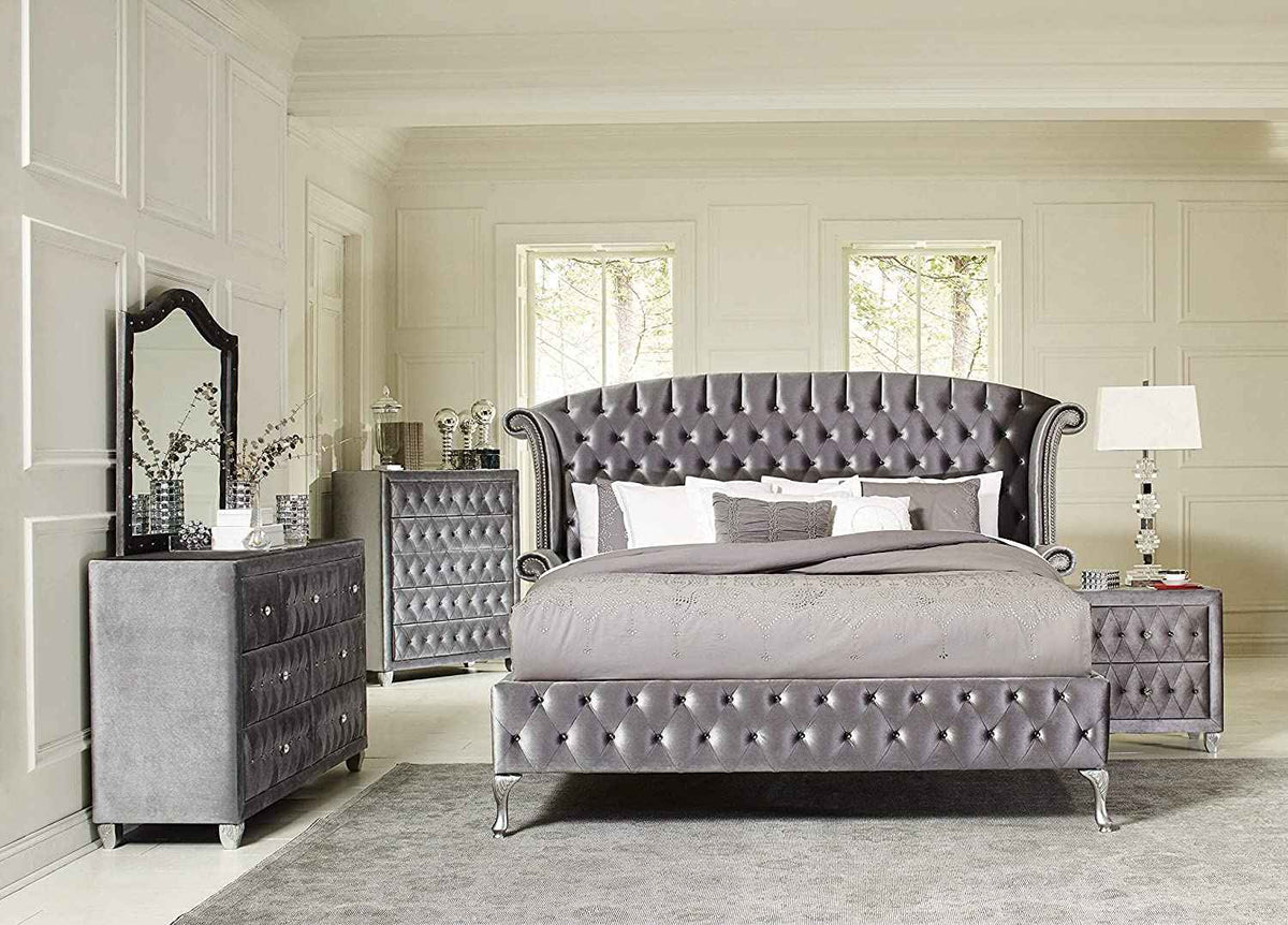 Deanna Tufted Bedroom Set Gray – Elegant Comfort for Stylish Interiors