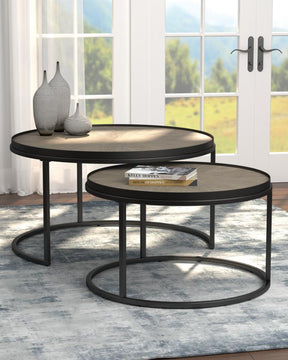 2-piece Round Nesting Tables Weathered Elm