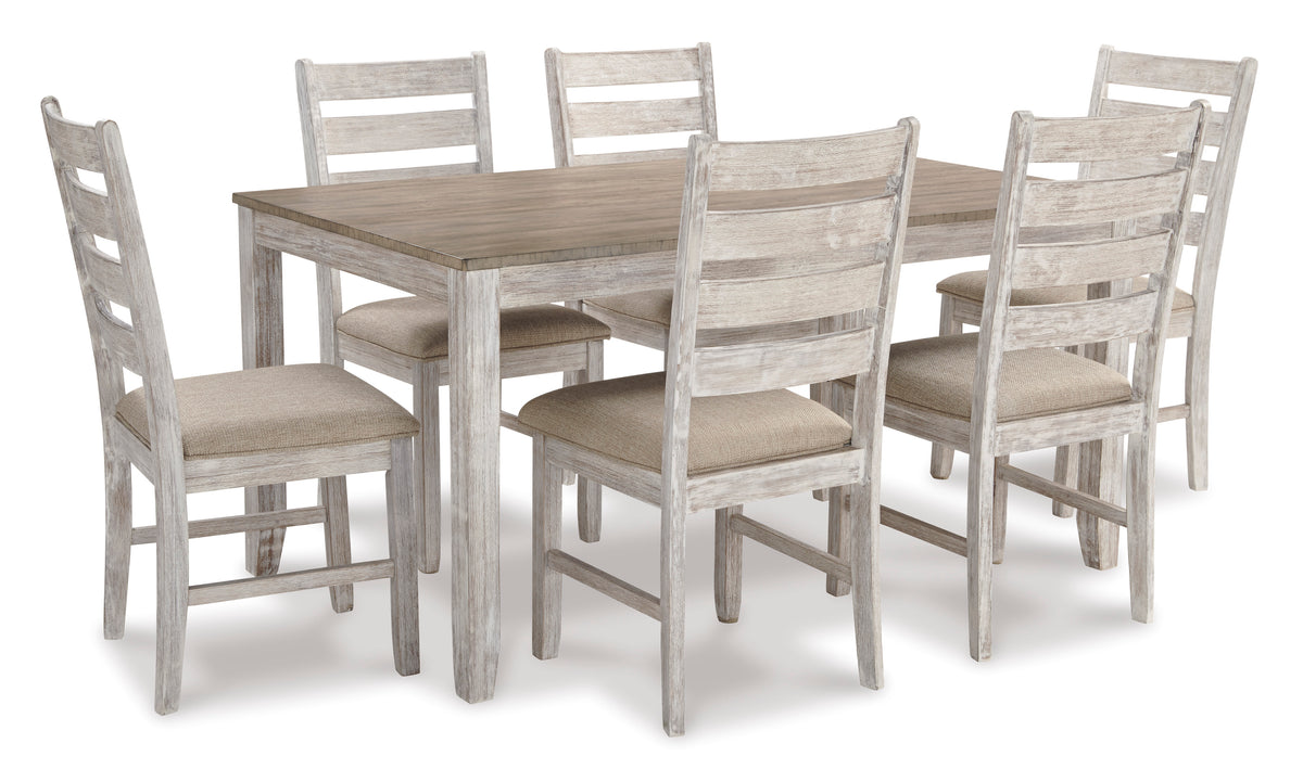 Skempton Cottage 7 Pc.Dining Room Set, Whitewash - Las Vegas Furniture Stores