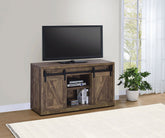 Rustic Oak 48 Inch Tv Console w/ Sliding Barn Doors - Las Vegas Furniture Stores